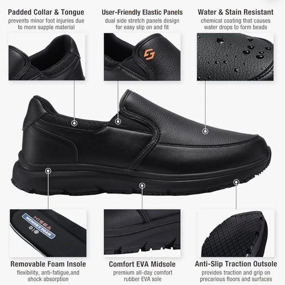 HISEA Men's Leather Non Sli Other - HISEA Men's Leather Non Slip Food Service Shoes Just try it , it didn’t fit